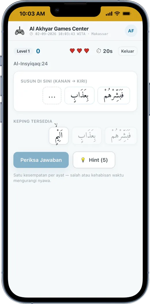 Permainan Susun Ayat sedang dimainkan